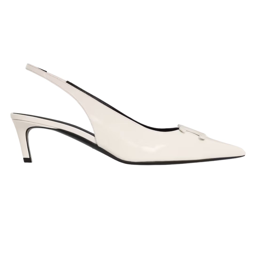 1 CELINE ALMA TRIOMPHE SLINGBACK IN PATENT CALFSKIN WHITE COTTON