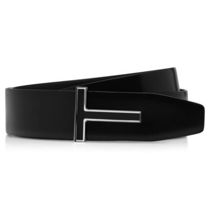 TOM FORD SMOOTH LEATHER ENAMEL BUCKLE T BELT