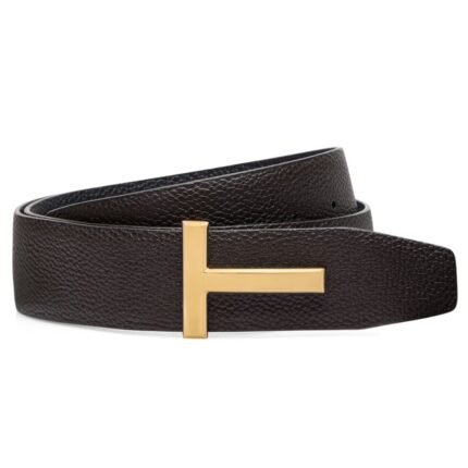 TOM FORD GRAIN LEATHER T ICON BELT MAHOGANY