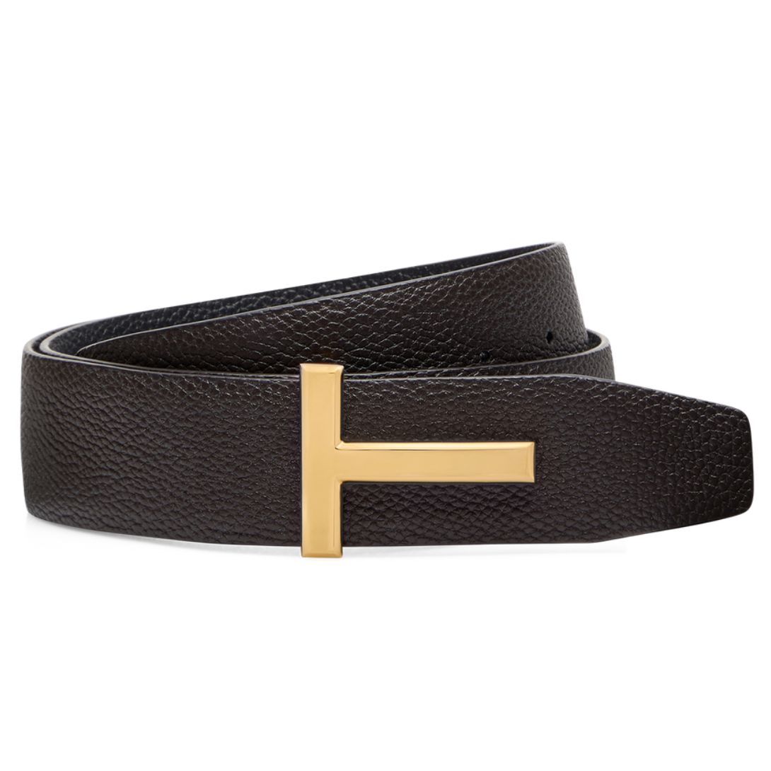 1 TOM FORD GRAIN LEATHER T ICON BELT MAHOGANY
