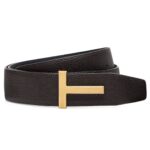 TOM FORD GRAIN LEATHER T ICON BELT BROWN