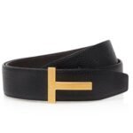 TOM FORD GRAIN LEATHER RIDGE T BELT BROWN