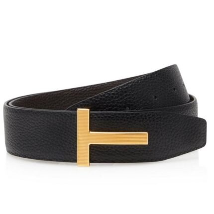 TOM FORD GRAIN LEATHER RIDGE T BELT BROWN