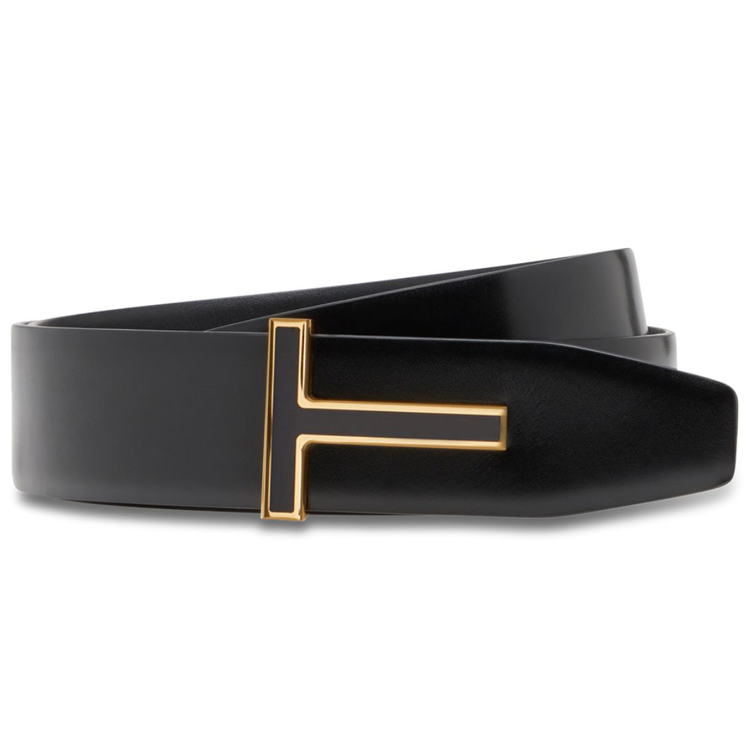 1 TOM FORD SMOOTH LEATHER ENAMEL BUCKLE T BELT