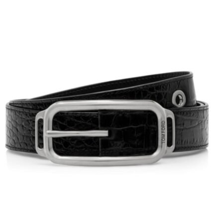 TOM FORD PRINTED CROC STADIUM BUCKLE BELT