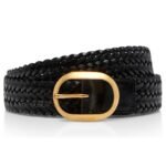 TOM FORD WOVEN LEATHER OVAL BELT BROWN
