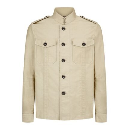TOM FORD COTTON SATIN STAND COLLAR OUTERSHIRT
