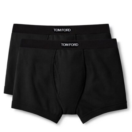 TOM FORD COTTON BOXER BRIEFS TWO PACK BLACK