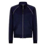 TOM FORD JERSEY ZIP THROUGH WITH PIPING INK BLUE