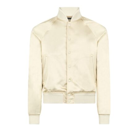 TOM FORD SHINY RAYON SATIN BOMBER WITH CONTRAST PIPING FUXIA