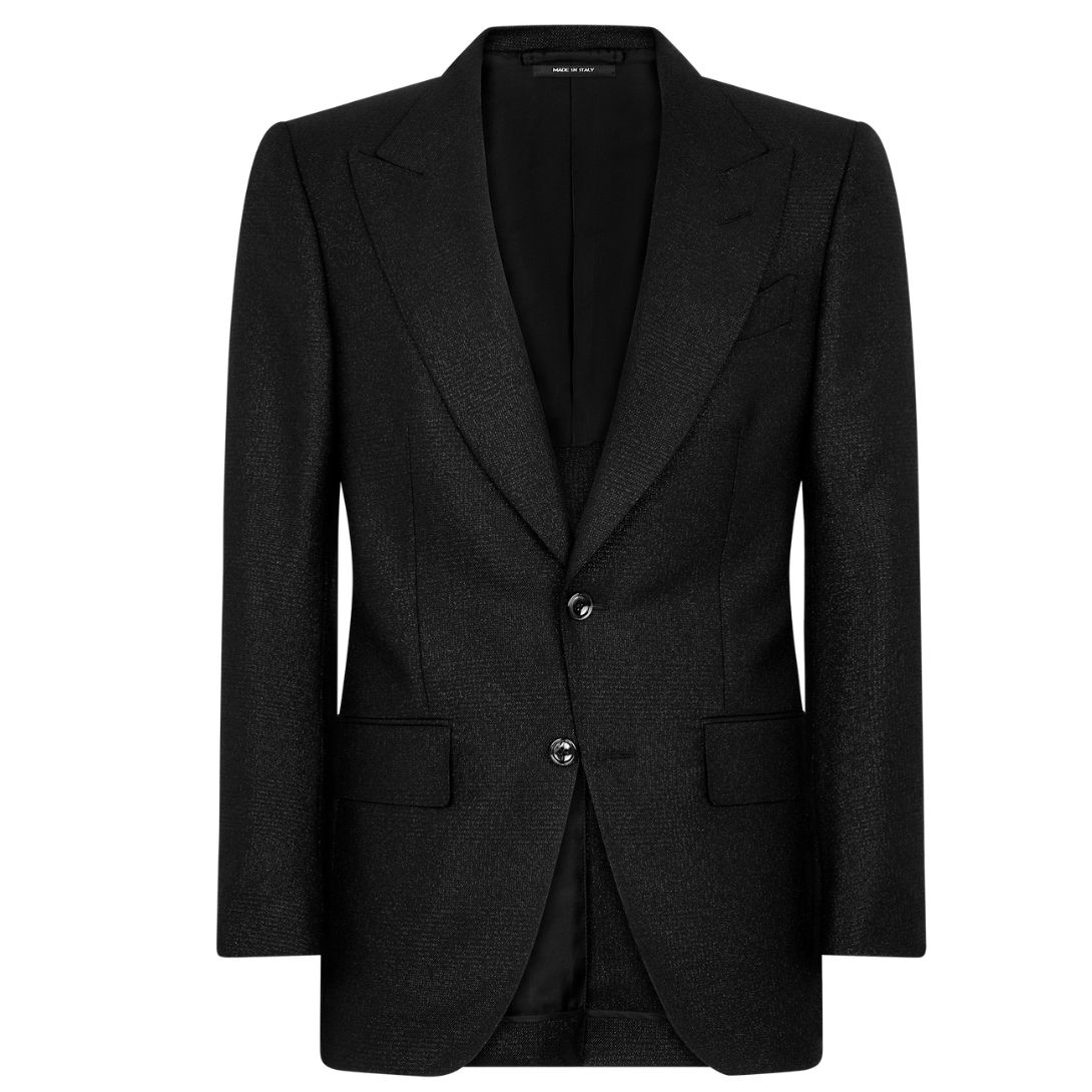 1 TOM FORD BASKET WEAVE SHELTON CARDIGAN JACKET BLACK