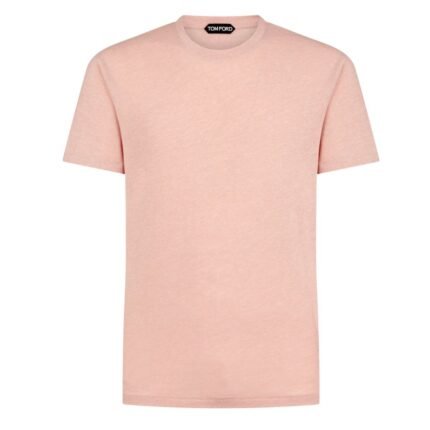 TOM FORD COTTON BLEND MELANGE CREW NECK T SHIRT PINK