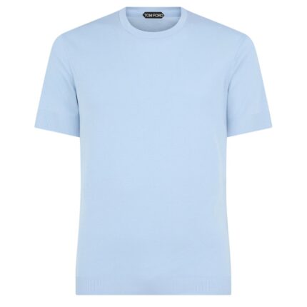 TOM FORD PLACED RIB CREW NECK PASTEL BLUE