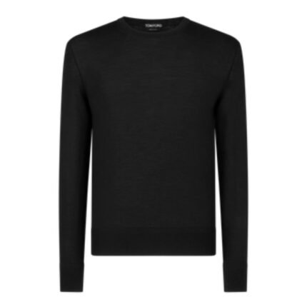 TOM FORD FINE GAUGE PURE WOOL CREW NECK BLACK