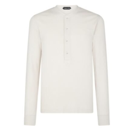 TOM FORD SILK VISCOSE RIB HENLEY IVORY