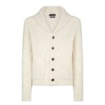 TOM FORD CASHMERE SHAWL COLLAR CARDIGAN SOFT WHITE