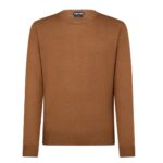 TOM FORD SEAMLESS ALPACA SILK CREW NECK WHISKEY