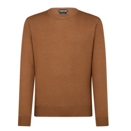 TOM FORD SEAMLESS ALPACA SILK CREW NECK WHISKEY