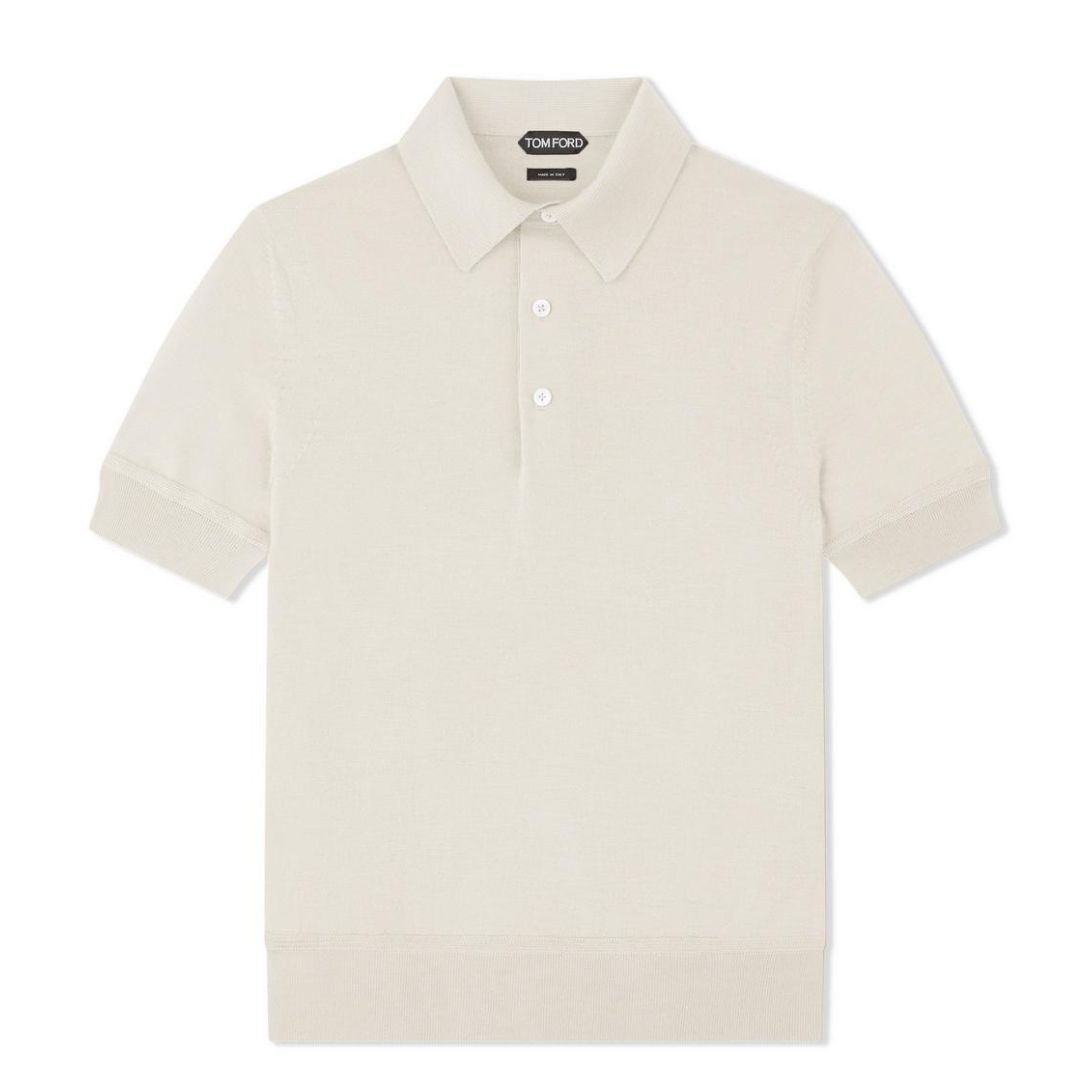 1 TOM FORD FINE GAUGE CASHMERE SILK POLO IVORY