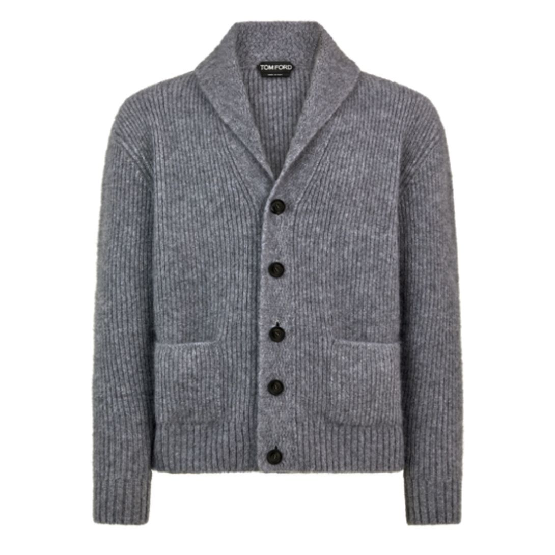 1 TOM FORD BRUSHED CASHMERE SILK SHAWL COLLAR CARDIGAN