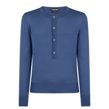 TOM FORD SILK VANISE HENLEY BRIGHT BLUE
