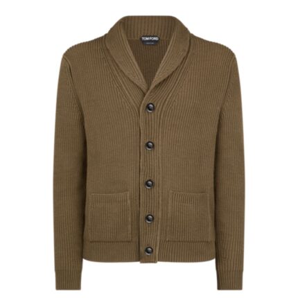 TOM FORD SILK MERINO SHAWL COLLAR CARDIGAN BLACK