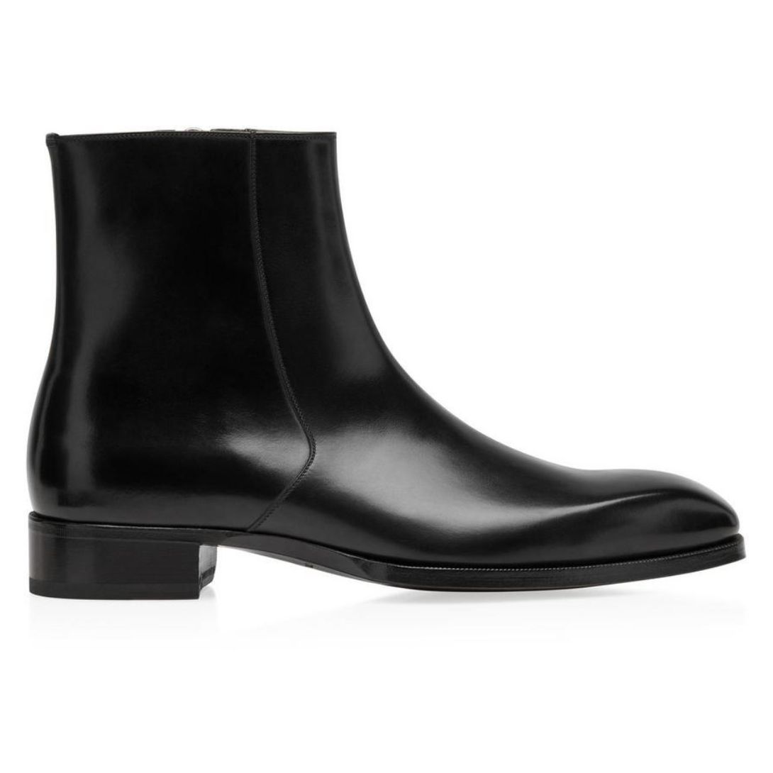 1 TOM FORD BURNISHED LEATHER ELKAN ZIP BOOT