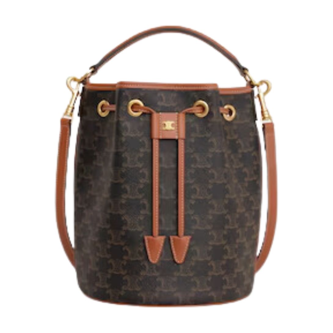 1 CELINE CLARA BAG IN TRIOMPHE CANVAS AND CALFSKIN