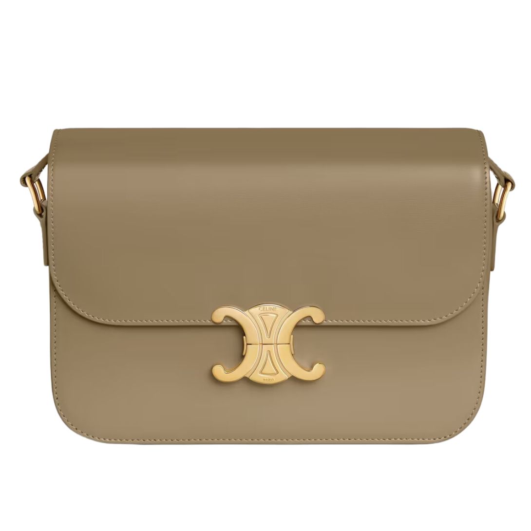1 CELINE CLASSIQUE TRIOMPHE BAG IN SHINY CALFSKIN BROWN SEPIA