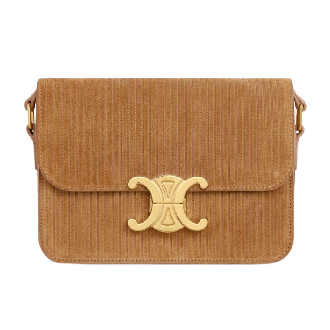 1 CELINE TEEN TRIOMPHE BAG IN STRIPED SUEDE CALFSKIN