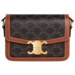 CELINE TEEN TRIOMPHE BAG IN TRIOMPHE CANVAS AND CALFSKIN WHITE