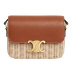 CELINE TEEN TRIOMPHE BAG IN WICKER AND NATURAL CALFSKIN