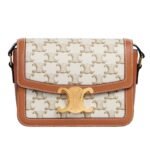 CELINE TEEN TRIOMPHE BAG IN CANVAS AND CALFSKIN WHITE