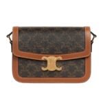 CELINE CLASSIQUE TRIOMPHE BAG IN CANVAS AND CALFSKIN