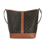 CELINE MEDIUM BUCKET IN TRIOMPHE CANVAS AND CALFSKIN