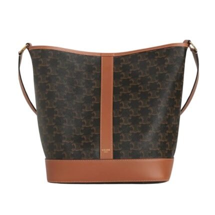 CELINE MEDIUM BUCKET IN TRIOMPHE CANVAS AND CALFSKIN