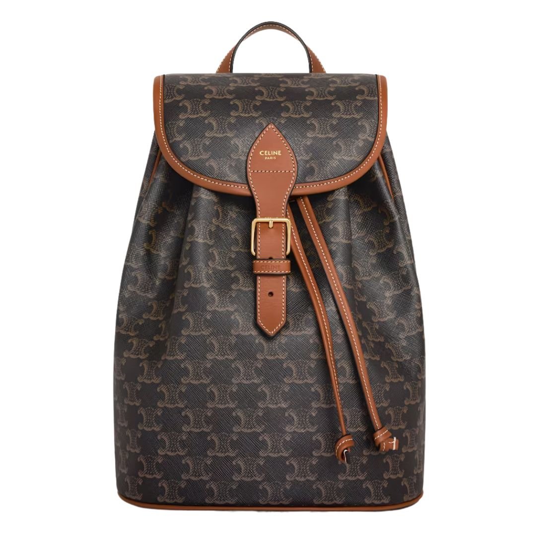 1 CELINE MEDIUM BACKPACK FOLCO IN TRIOMPHE CANVAS AND CALFSKIN