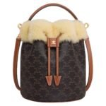 CELINE CLARA BAG IN TRIOMPHE CANVAS AND SHEARLING