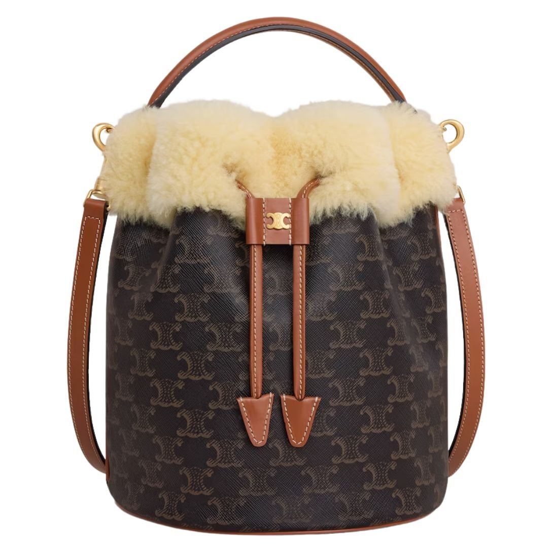 1 CELINE CLARA BAG IN TRIOMPHE CANVAS AND SHEARLING