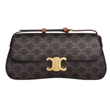 CELINE MEDIUM CELINE LOLA BAG IN TRIOMPHE CANVAS AND CALFSKIN