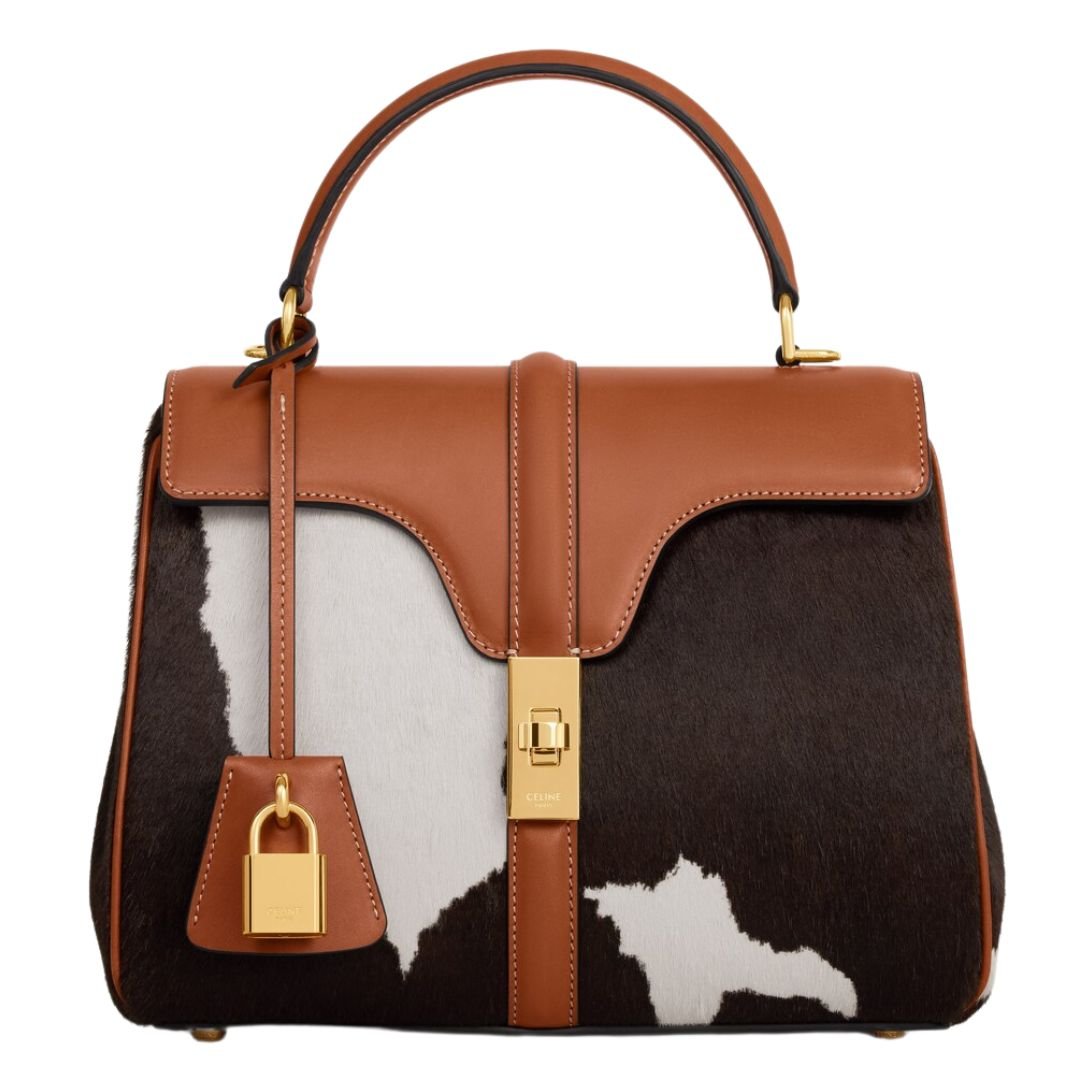 1 CELINE SMALL 16 BAG IN PONY CALFSKIN WITH COW PRINT