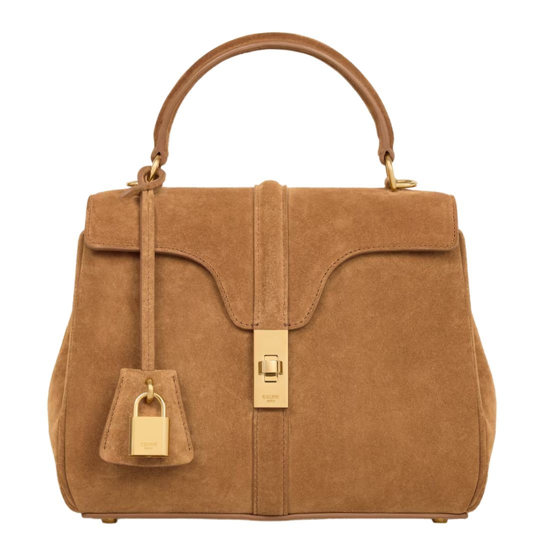 1 CELINE SMALL 16 BAG IN SUEDE CALFSKIN