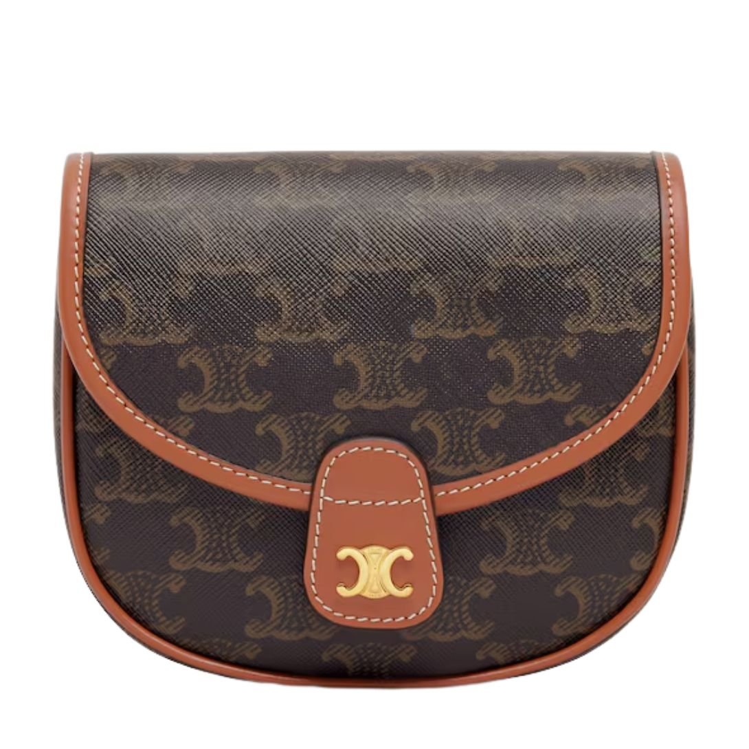 1 CELINE MINI BESACE IN TRIOMPHE CANVAS AND CALFSKIN