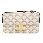 CELINE SHOULDER BAG CLAUDE IN TRIOMPHE CANVAS AND CALFSKIN TAN