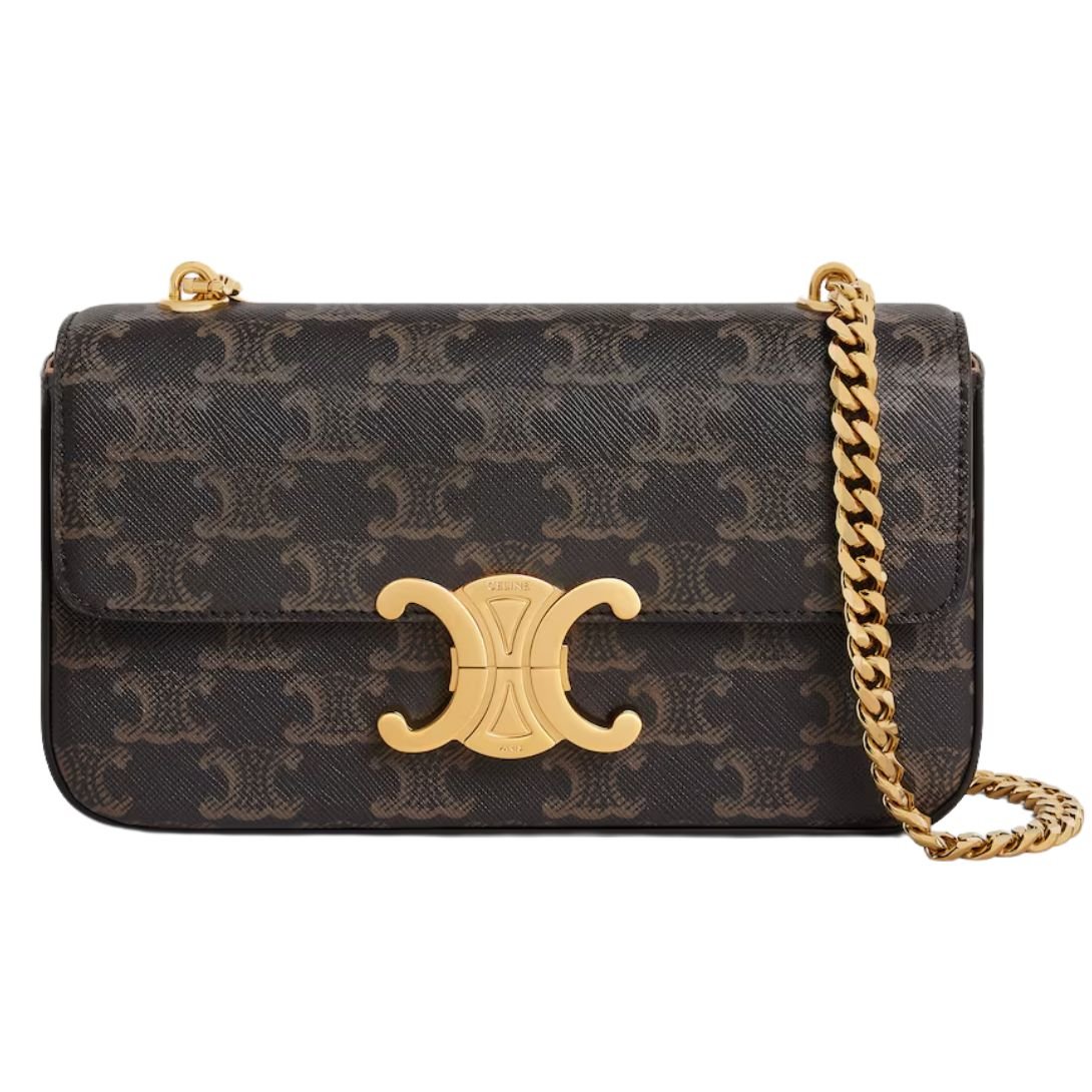 1 CELINE CHAIN SHOULDER BAG CLAUDE IN TRIOMPHE CANVAS