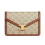CELINE ENVELOPPE BAG IN TRIOMPHE CANVAS AND CALFSKIN