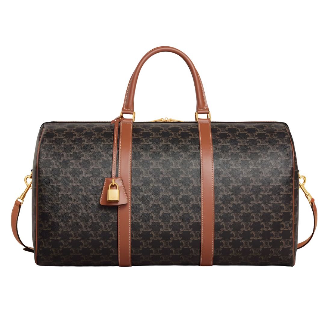 1 CELINE LARGE TRAVEL BAG IN TRIOMPHE CANVAS AND CALFSKIN