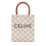 CELINE MINI VERTICAL CABAS IN TRIOMPHE CANVAS WITH CELINE PRINT TAN