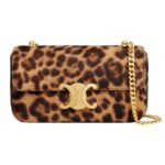 CELINE CHAIN SHOULDER BAG CLAUDE IN PONY CALFSKIN WITH LEOPARD PRINT