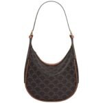 CELINE SMALL HELOÏSE CUIR TRIOMPHE BAG IN CANVAS AND CALFSKIN TAN